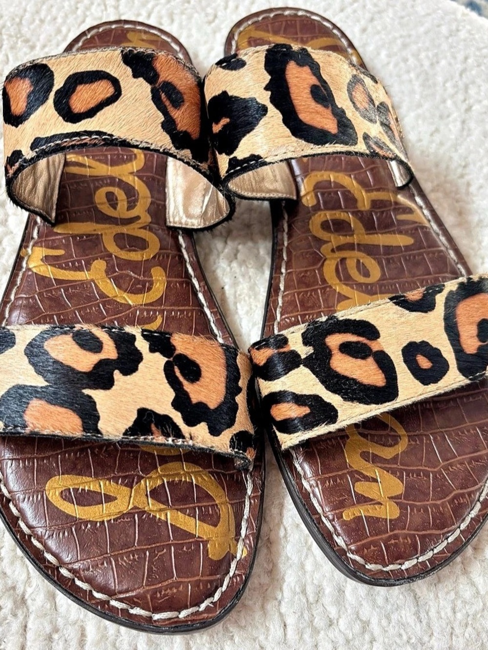 Sam Edelman Bay Leopard Print Flat Sandals US 9